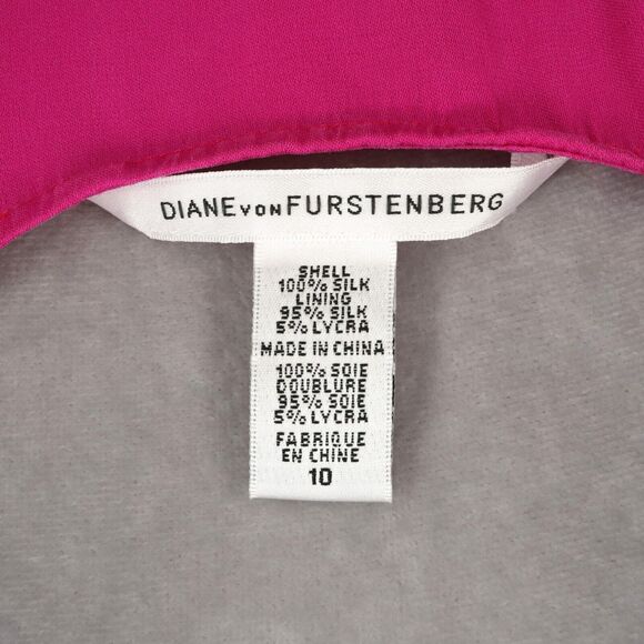 Diane Von Furstenberg Top Womens 10 Pink Yellow Silk Blouse Chiffon Ruffle Front - Picture 4 of 16